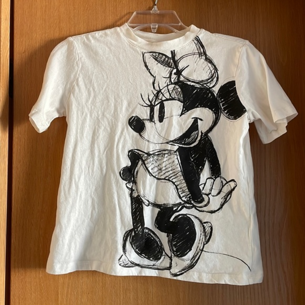H&M x Disney Women’s Minnie Mouse Sketch Graphic‎ Tee Shirt Cropped Size XS